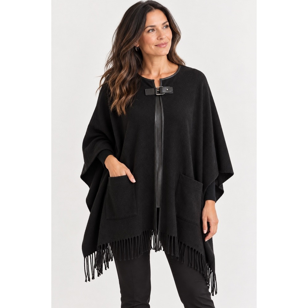 Lauren Ralph Lauren Buckle-Front Poncho / Cape Wrap - NWT